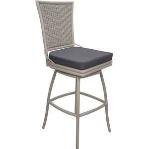 Outdoor or Indoor Metal Counter 26&quot Bar Stool - Elon  - Dark Gray Fabric - Beige