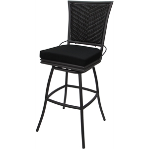 Outdoor or Indoor Metal Counter 26&quot Bar Stool - Elon  - Black Fabric - Gray