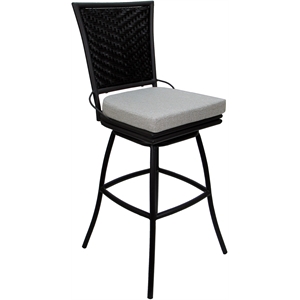 Outdoor or Indoor Counter 26&quot Bar Stool - Elon  - White Fabric - Black