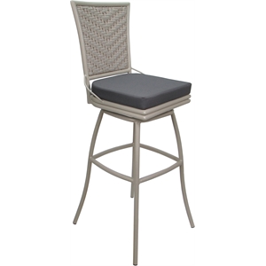 Outdoor or Indoor Extra Tall Metal Bar Stool 34&quot Elon - Dark Gray Fabric - Beige