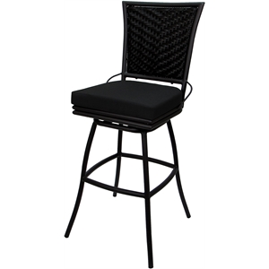Outdoor or Indoor Extra Tall Metal Bar Stool 34&quot - Elon - Black Fabric - Black