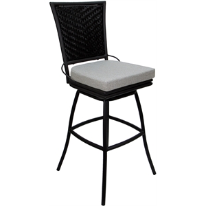 Outdoor or Indoor Extra Tall Metal Bar Stool 34&quot - Elon - White Fabric - Black