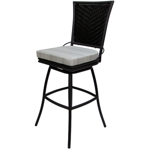 Outdoor or Indoor Extra Tall Metal Bar Stool 34&quot -Elon - NF Cream Fabric - Black