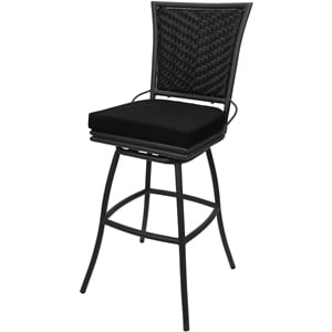 Outdoor or Indoor Extra Tall Metal Bar Stool 34&quot - Elon - Black Fabric - Gray
