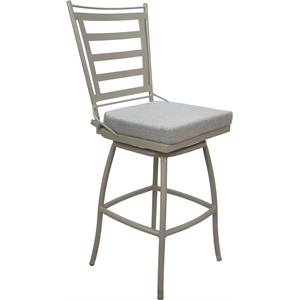 Outdoor or Indoor Metal Counter 26&quot Bar Stool - Jordan - White Fabric - Beige