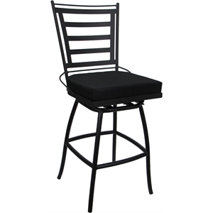 Outdoor or Indoor Metal Counter 26&quot Bar Stool - Jordan - Black Fabric - Black