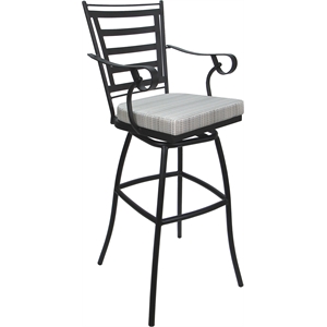 Outdoor or Indoor Bar Stool 30&quot - Jordan Arms - Natural Fun Cream Fabric - Gray