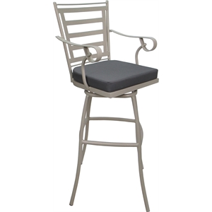 Outdoor or Indoor Extra Tall Bar Stool 34&quot Jordan Arms- Dark Gray Fabric - Beige