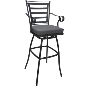 Outdoor or Indoor Extra Tall Bar Stool 34&quot Jordan Arms - Dark Gray Fabric - Gray