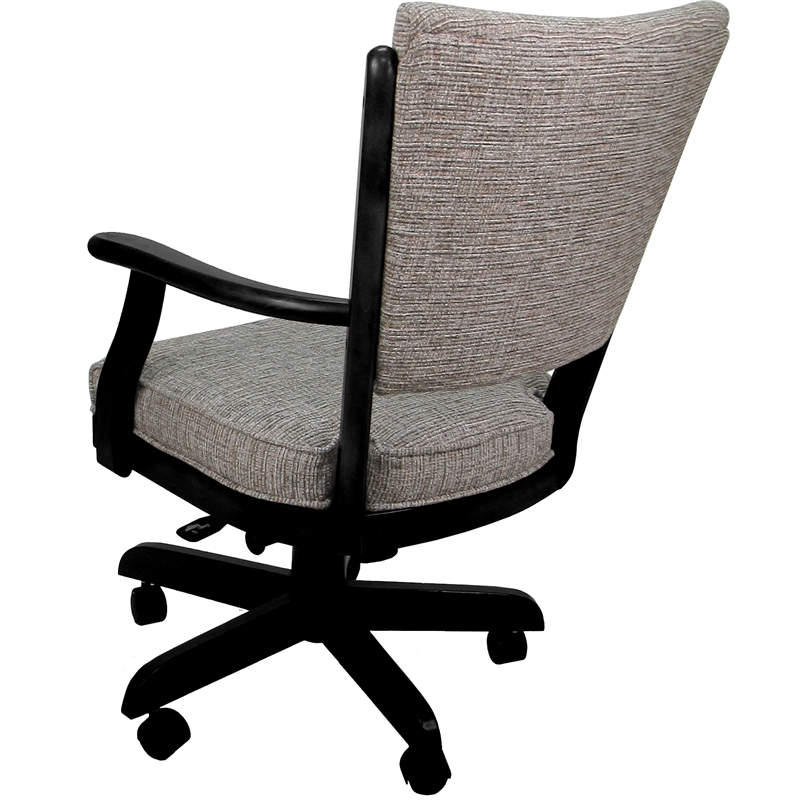 Classic Caster Solid Wood Dining Chair - Jetty June Tan Fabric - Black