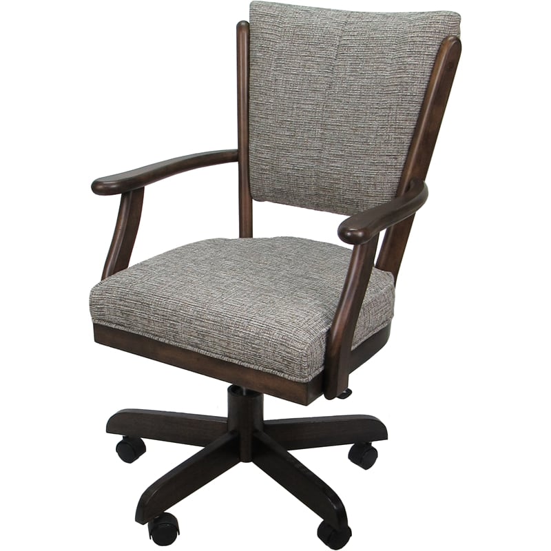 Classic Caster Solid Wood Dining Chair - Jetty June Tan Fabric - Walnut Frame