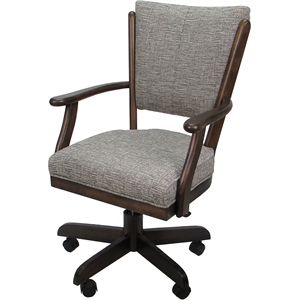 Classic Caster Solid Wood Dining Chair - Jetty June Tan Fabric - Walnut Frame