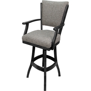 Classic Swivel Bar Stool Solid Wood 30&quot Seat - Jetty June Tan Fabric - Gray