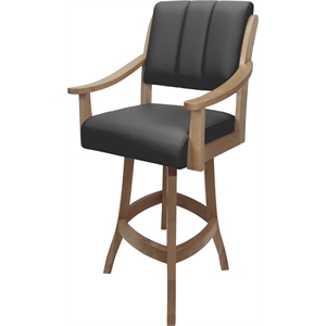 Leather Casa Counter Solid Wood Bar Stool 26&quot Seat - Gray on Cashew