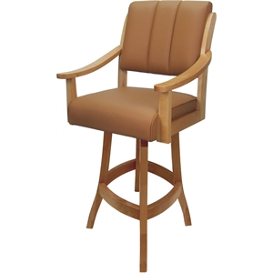 Leather Casa Counter Solid Wood Bar Stool 26&quot Seat - Brown on Honey