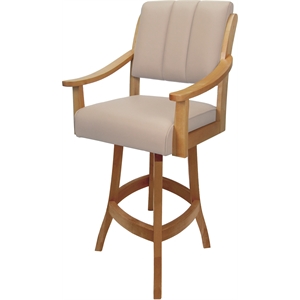 Leather Casa Counter Solid Wood Bar Stool 26&quot Seat - Tan on Honey