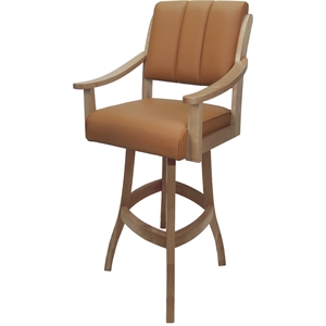 Leather Casa Solid Wood Bar Stool 30&quot Seat - Brown on Cashew