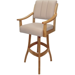 Leather Casa Solid Wood Bar Stool 30&quot Seat - Tan on Honey Frame