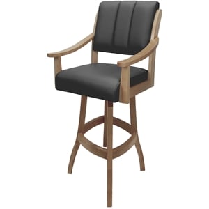 Leather Casa Extra Tall Solid Wood Bar Stool 34&quot Seat - Gray on Cashew