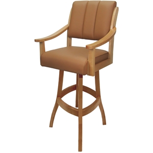Leather Casa Extra Tall Solid Wood Bar Stool 34&quot Seat - Brown on Honey