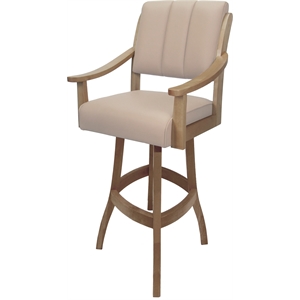 Leather Casa Extra Tall Solid Wood Bar Stool 34&quot Seat - Tan on Cashew