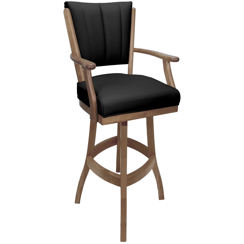 Leather Classic Counter Solid Wood Bar Stool 26