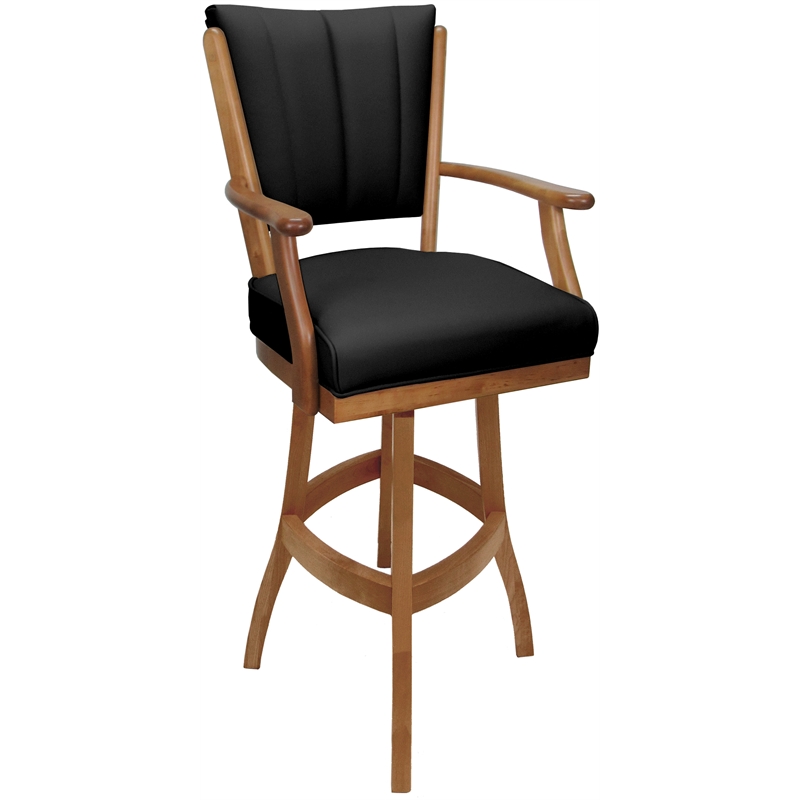 Leather Classic Extra Tall Solid Wood Bar Stool 34