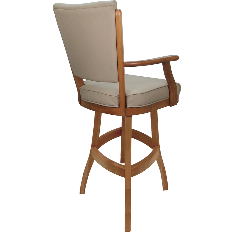 Leather Classic Extra Tall Solid Wood Bar Stool 34