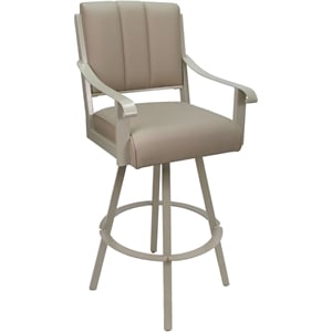 Leather Swivel Metal Bar Stool 30&quot Seat - Memphis - Tan on Beige