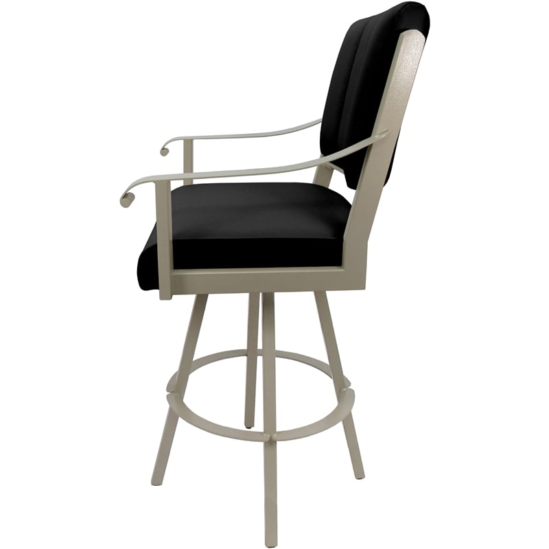 Leather Extra Tall Swivel Metal Bar Stool 34