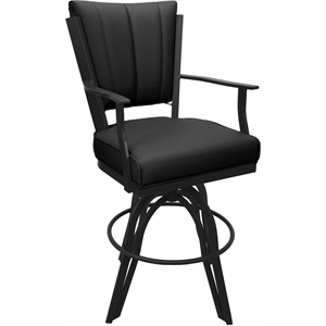 Leather Counter Swivel Metal Bar Stool Montana 26&quot Seat - Black Leather - Gray