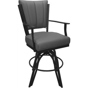 Leather Counter Swivel Metal Bar Stool Montana 26&quot Seat - Gray Leather - Gray