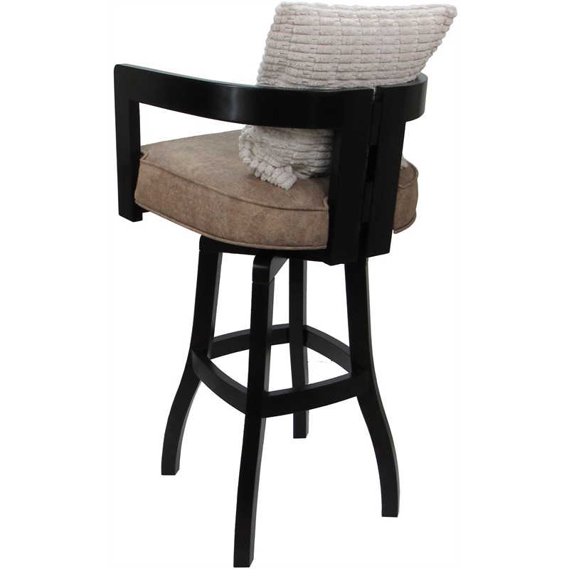 Swivel Wood Counter Stool - Kadir Tan Vinyl - Black - Cream Pillow