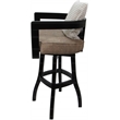 Swivel Wood Counter Stool - Kadir Tan Vinyl - Black - Cream Pillow