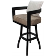 Swivel Wood Counter Stool - Kadir Tan Vinyl - Black - Cream Pillow