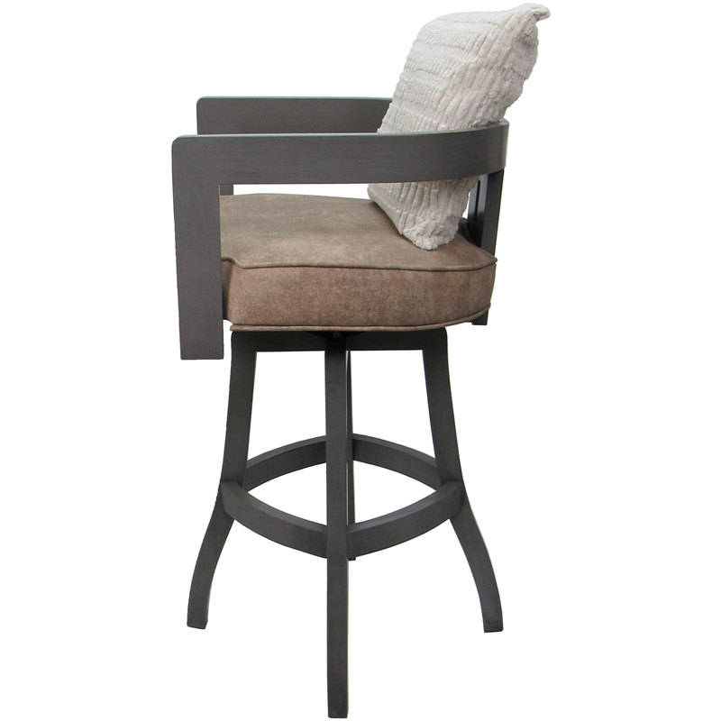 Swivel Wood Extra Tall Stool - Kadir Tan Vinyl - Gray - Cream Pillow