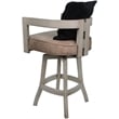 Swivel Wood Counter Stool - Kadir Tan Vinyl - Beige Frame - Black Pillow