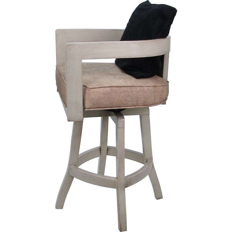 Swivel Wood Extra Tall Stool - Kadir Tan Vinyl - Beige - Black Pillow