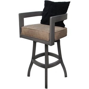 Swivel Wood Extra Tall Stool - Kadir Tan Vinyl - Gray - Black Pillow