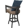 Swivel Wood Bar Stool - Kadir Tan Vinyl - Gray - Blue Pillow