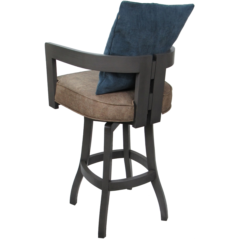 Swivel Wood Extra Tall Stool - Kadir Tan Vinyl - Gray - Blue Pillow