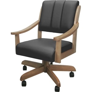 Leather Casa Solid Wood Dining Caster Chair - Gray on Cashew Frame