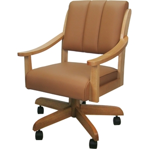 Leather Casa Solid Wood Dining Caster Chair - Brown on Honey Frame