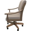 Leather Casa Solid Wood Dining Caster Chair - Tan on Cashew Frame