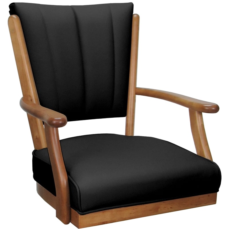Leather Classic Caster Solid Wood Dining Chair - Black on Honey Frame