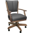 Leather Classic Caster Solid Wood Dining Chair - Gray on Cashew Frame