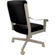 Leather Memphis Dining Caster Chair Swivel Tilt - Black on Beige Frame