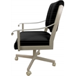 Leather Memphis Dining Caster Chair Swivel Tilt - Black on Beige Frame
