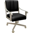 Leather Memphis Dining Caster Chair Swivel Tilt - Black on Beige Frame
