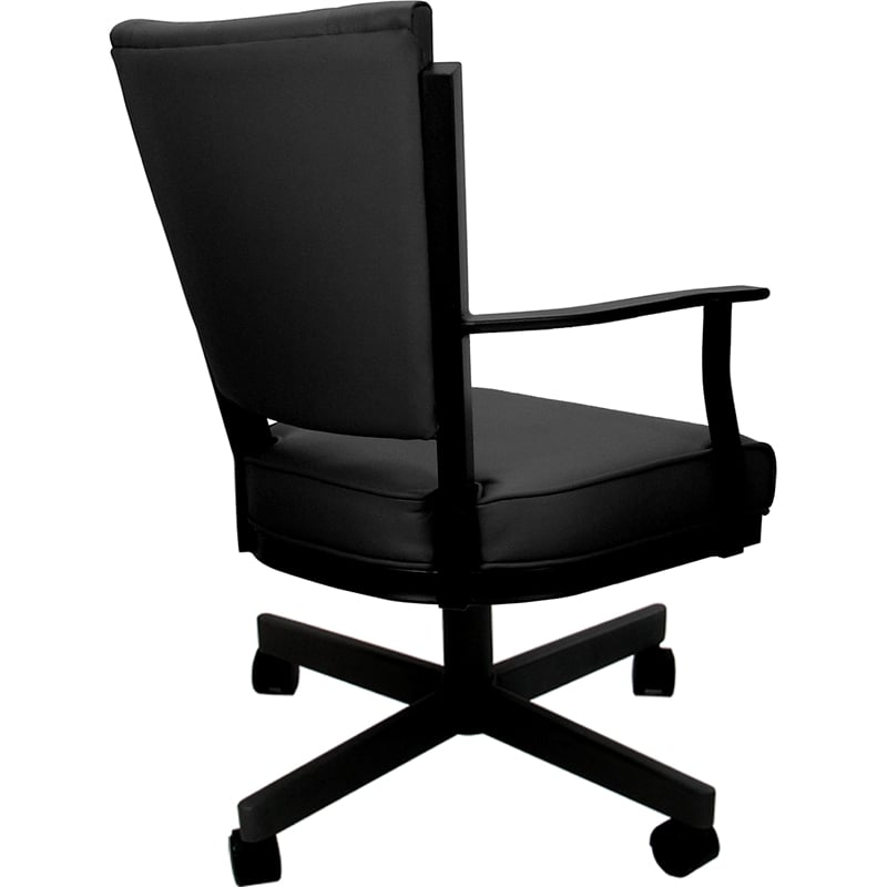 Leather Montana Dining Caster Chair Swivel Tilt - Black on Black Frame